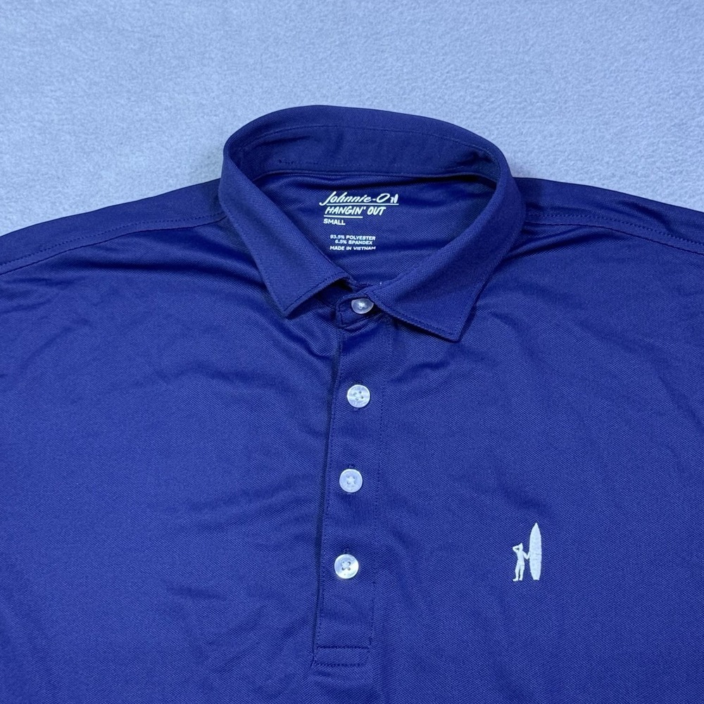 Johnnie-O Polo Shirt Mens S Hangin Out Navy Performance Stretch Normcore Slim